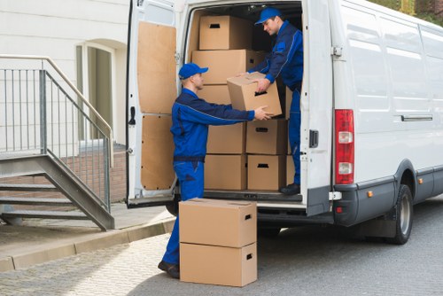 House removals team preparing a move in Cricklewood