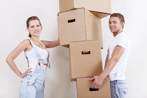 Packed furniture and boxes ready for transport